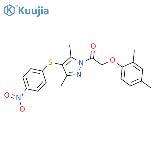 1-{3,5-dimethyl-4-[(4-nitrophenyl)sulfanyl]-1H-pyrazol-1-yl}-2-(2,4-dimethylphenoxy)ethan-1-one structure