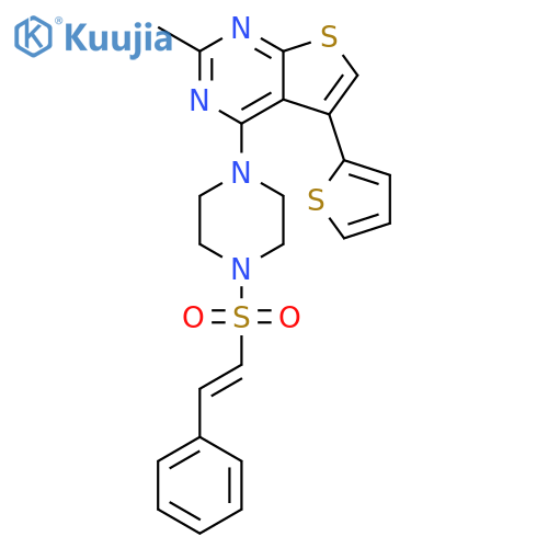 1-[2-methyl-5-(thiophen-2-yl)thieno[2,3-d]pyrimidi n-4-yl]-4-(2-phenylethenesulfonyl)piperazine structure