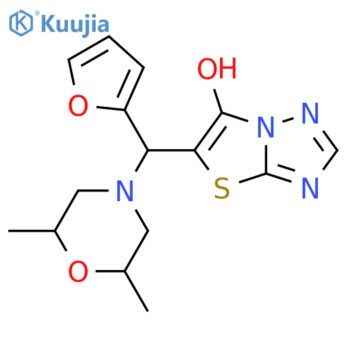 5-[(2,6-dimethylmorpholin-4-yl)(furan-2-yl)methyl]-[1,2,4]triazolo[3,2-b][1,3]thiazol-6-ol structure