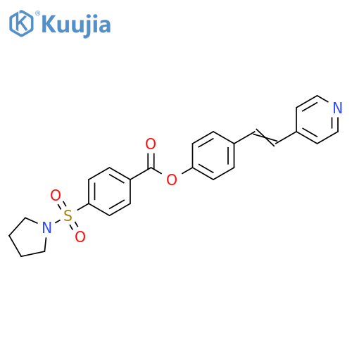 4-[(E)-2-(pyridin-4-yl)ethenyl]phenyl 4-(pyrrolidine-1-sulfonyl)benzoate structure