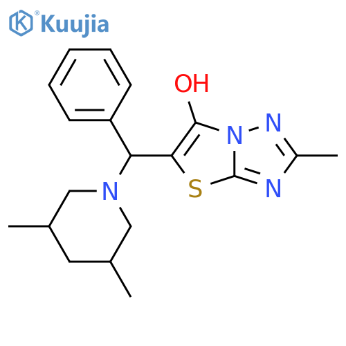 5-[(3,5-dimethylpiperidin-1-yl)(phenyl)methyl]-2-methyl-[1,2,4]triazolo[3,2-b][1,3]thiazol-6-ol structure