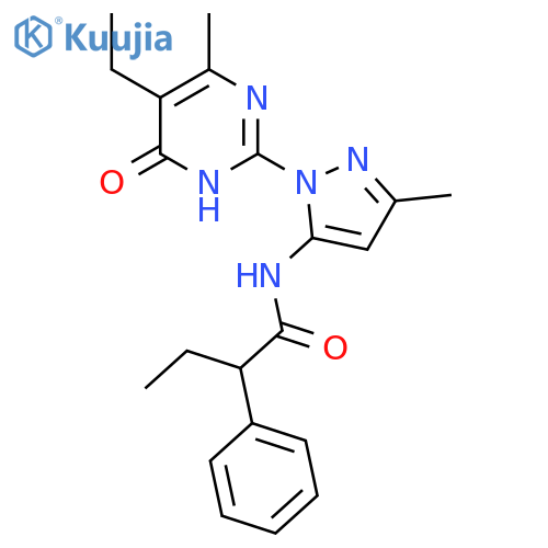 N-[1-(5-ethyl-4-methyl-6-oxo-1,6-dihydropyrimidin-2-yl)-3-methyl-1H-pyrazol-5-yl]-2-phenylbutanamide structure