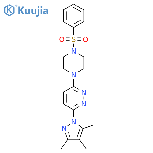 3-[4-(benzenesulfonyl)piperazin-1-yl]-6-(3,4,5-trimethyl-1H-pyrazol-1-yl)pyridazine structure