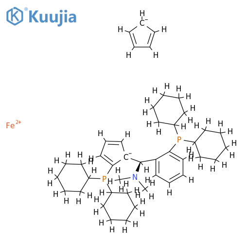 (RP)-1-Dicyclohexylphosphino-2-[(R)-α-(dimethylamino)-2-(dicyclohexylphosphino)benzyl]ferrocene structure