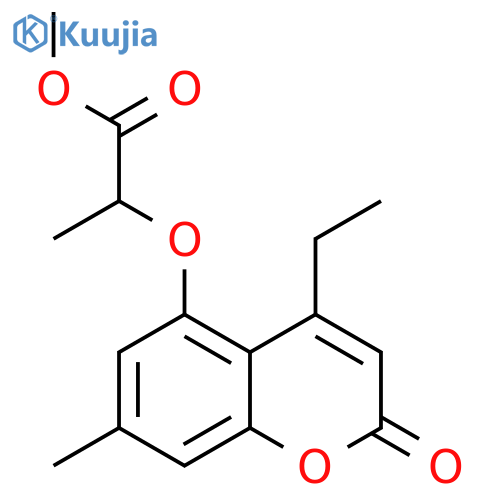 methyl 2-(4-ethyl-7-methyl-2-oxochromen-5-yl)oxypropanoate structure