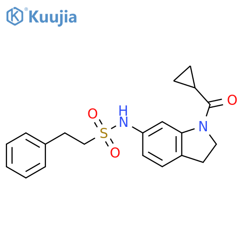 N-(1-cyclopropanecarbonyl-2,3-dihydro-1H-indol-6-yl)-2-phenylethane-1-sulfonamide structure