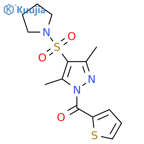 3,5-dimethyl-4-(pyrrolidine-1-sulfonyl)-1-(thiophene-2-carbonyl)-1H-pyrazole structure