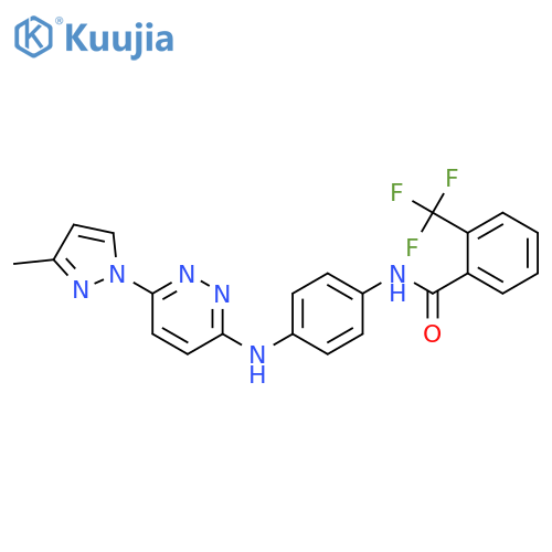 N-(4-{[6-(3-methyl-1H-pyrazol-1-yl)pyridazin-3-yl]amino}phenyl)-2-(trifluoromethyl)benzamide structure