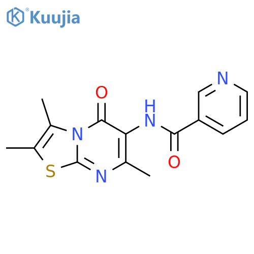 N-{2,3,7-trimethyl-5-oxo-5H-[1,3]thiazolo[3,2-a]pyrimidin-6-yl}pyridine-3-carboxamide structure