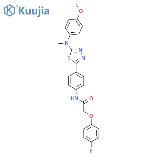 2-(4-fluorophenoxy)-N-(4-{5-[(4-methoxyphenyl)(methyl)amino]-1,3,4-thiadiazol-2-yl}phenyl)acetamide structure