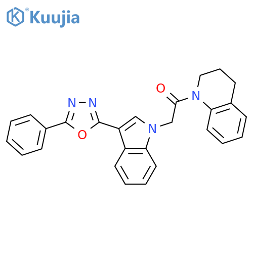 2-[3-(5-phenyl-1,3,4-oxadiazol-2-yl)-1H-indol-1-yl]-1-(1,2,3,4-tetrahydroquinolin-1-yl)ethan-1-one structure