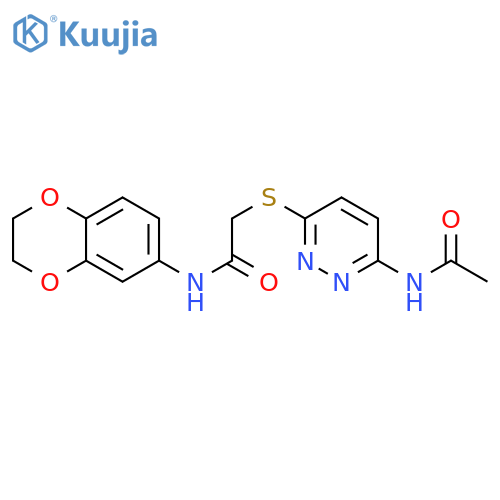 N-(2,3-dihydro-1,4-benzodioxin-6-yl)-2-[(6-acetamidopyridazin-3-yl)sulfanyl]acetamide structure
