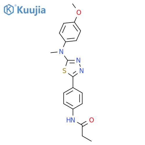 N-(4-{5-[(4-methoxyphenyl)(methyl)amino]-1,3,4-thiadiazol-2-yl}phenyl)propanamide structure