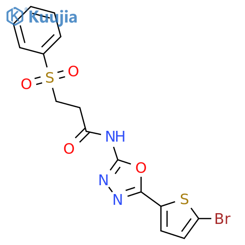 3-(benzenesulfonyl)-N-[5-(5-bromothiophen-2-yl)-1,3,4-oxadiazol-2-yl]propanamide structure