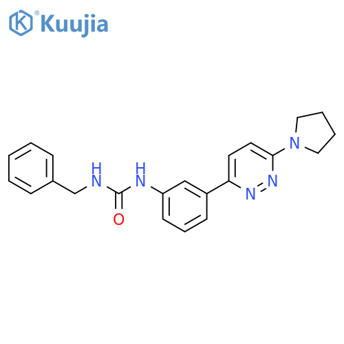 1-benzyl-3-{3-[6-(pyrrolidin-1-yl)pyridazin-3-yl]phenyl}urea structure