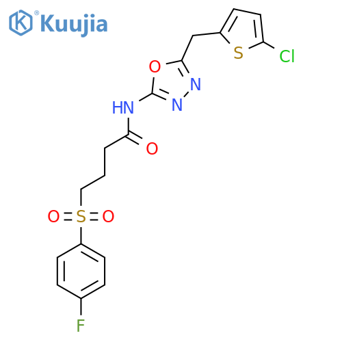 N-{5-[(5-chlorothiophen-2-yl)methyl]-1,3,4-oxadiazol-2-yl}-4-(4-fluorobenzenesulfonyl)butanamide structure