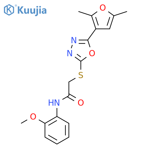 2-{[5-(2,5-dimethylfuran-3-yl)-1,3,4-oxadiazol-2-yl]sulfanyl}-N-(2-methoxyphenyl)acetamide structure