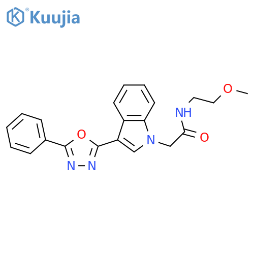 N-(2-methoxyethyl)-2-[3-(5-phenyl-1,3,4-oxadiazol-2-yl)-1H-indol-1-yl]acetamide structure