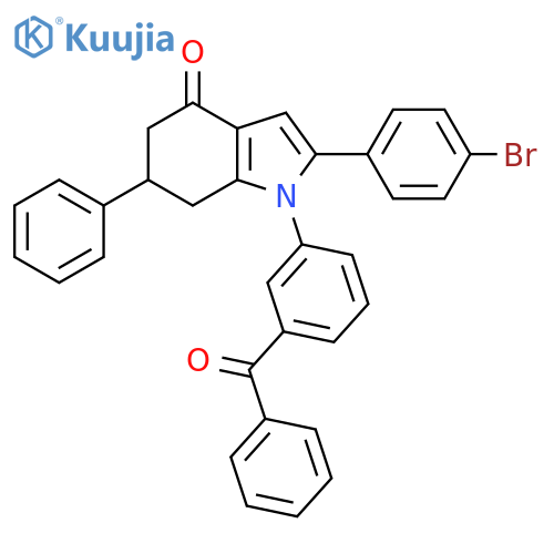 2-(4-Bromophenyl)-6-phenyl-1-(3-(phenylcarbonyl)phenyl)-5,6,7-trihydroindol-4-one structure