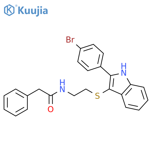 N-(2-{[2-(4-bromophenyl)-1H-indol-3-yl]sulfanyl}ethyl)-2-phenylacetamide structure