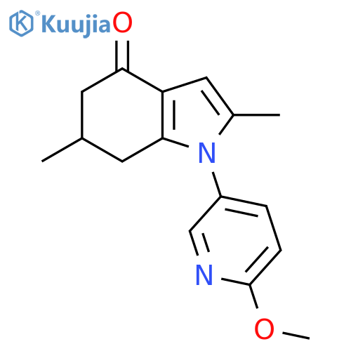 1-(6-methoxypyridin-3-yl)-2,6-dimethyl-6,7-dihydro-5H-indol-4-one structure
