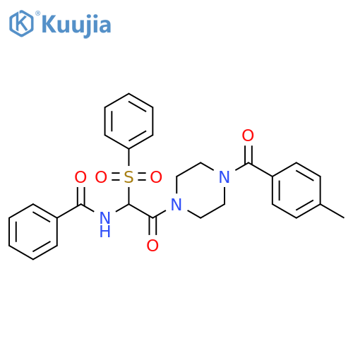 N-[1-(benzenesulfonyl)-2-[4-(4-methylbenzoyl)piperazin-1-yl]-2-oxoethyl]benzamide structure