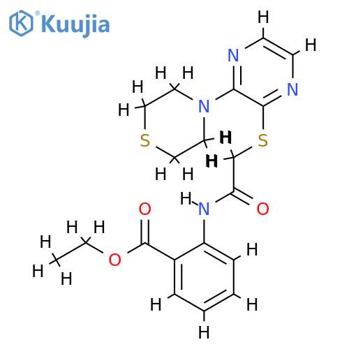 ethyl 2-(2-{[3-(thiomorpholin-4-yl)pyrazin-2-yl]sulfanyl}acetamido)benzoate structure