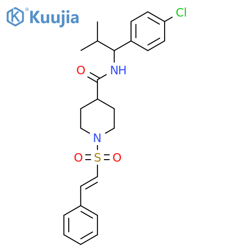 N-[1-(4-chlorophenyl)-2-methylpropyl]-1-(2-phenylethenesulfonyl)piperidine-4-carboxamide structure