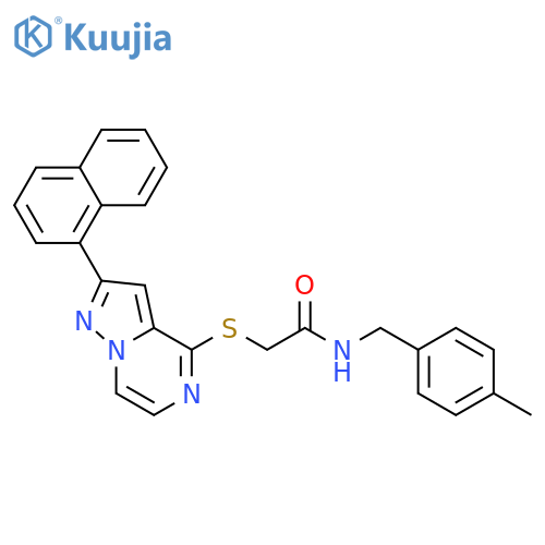 N-[(4-methylphenyl)methyl]-2-{[2-(naphthalen-1-yl)pyrazolo[1,5-a]pyrazin-4-yl]sulfanyl}acetamide structure