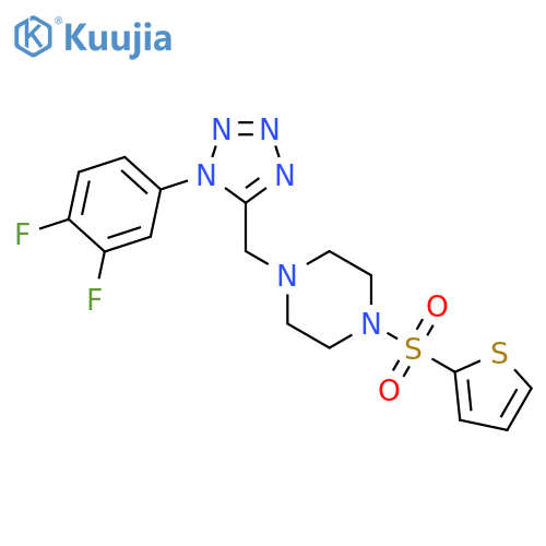 1-{[1-(3,4-difluorophenyl)-1H-1,2,3,4-tetrazol-5-yl]methyl}-4-(thiophene-2-sulfonyl)piperazine structure
