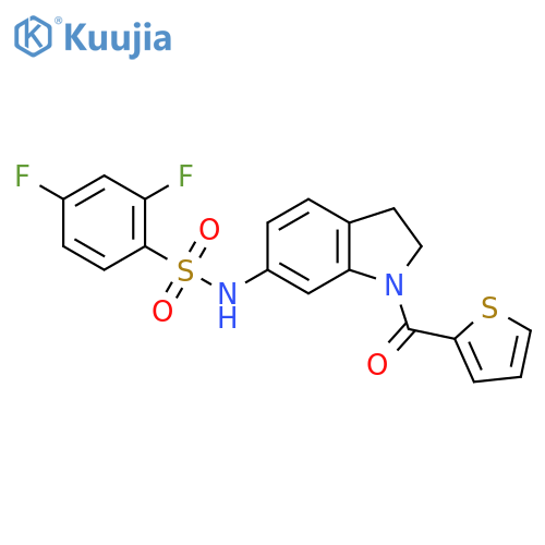 2,4-difluoro-N-[1-(thiophene-2-carbonyl)-2,3-dihydro-1H-indol-6-yl]benzene-1-sulfonamide structure