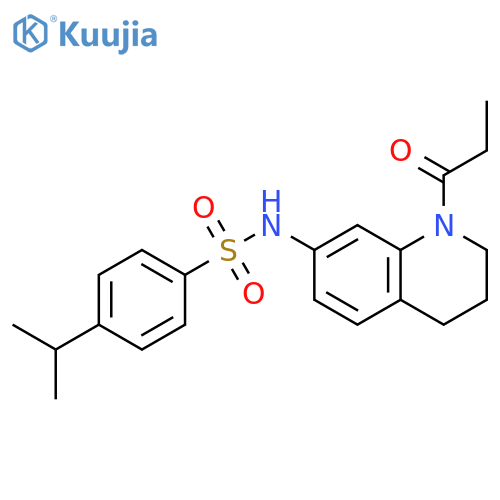 4-(propan-2-yl)-N-(1-propanoyl-1,2,3,4-tetrahydroquinolin-7-yl)benzene-1-sulfonamide structure