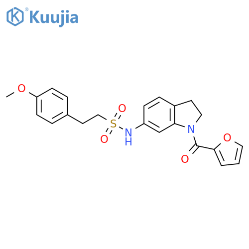 N-[1-(furan-2-carbonyl)-2,3-dihydro-1H-indol-6-yl]-2-(4-methoxyphenyl)ethane-1-sulfonamide structure