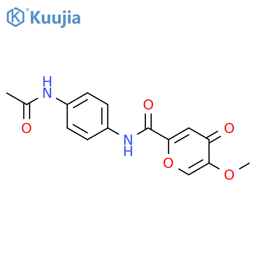 N-(4-acetamidophenyl)-5-methoxy-4-oxo-4H-pyran-2-carboxamide structure