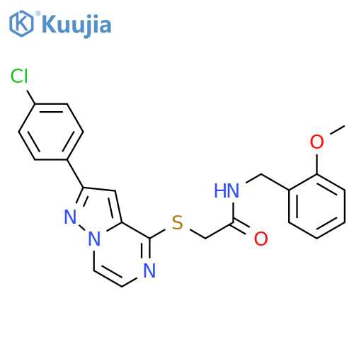 2-{[2-(4-chlorophenyl)pyrazolo[1,5-a]pyrazin-4-yl]sulfanyl}-N-[(2-methoxyphenyl)methyl]acetamide structure