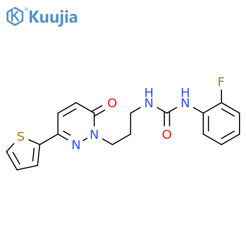 1-(2-fluorophenyl)-3-{3-[6-oxo-3-(thiophen-2-yl)-1,6-dihydropyridazin-1-yl]propyl}urea structure
