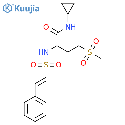 N-cyclopropyl-4-methanesulfonyl-2-(2-phenylethenesulfonamido)butanamide structure