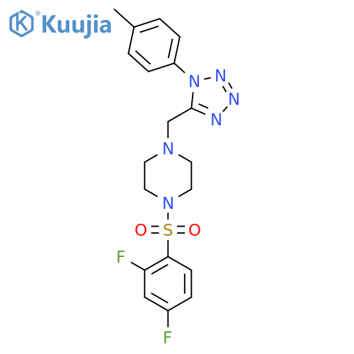 1-(2,4-difluorobenzenesulfonyl)-4-{[1-(4-methylphenyl)-1H-1,2,3,4-tetrazol-5-yl]methyl}piperazine structure