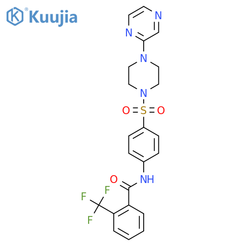N-(4-{4-(pyrazin-2-yl)piperazin-1-ylsulfonyl}phenyl)-2-(trifluoromethyl)benzamide structure