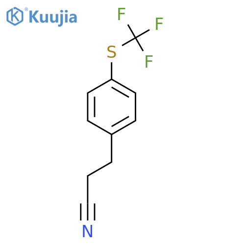 3-{4-(trifluoromethyl)sulfanylphenyl}propanenitrile structure