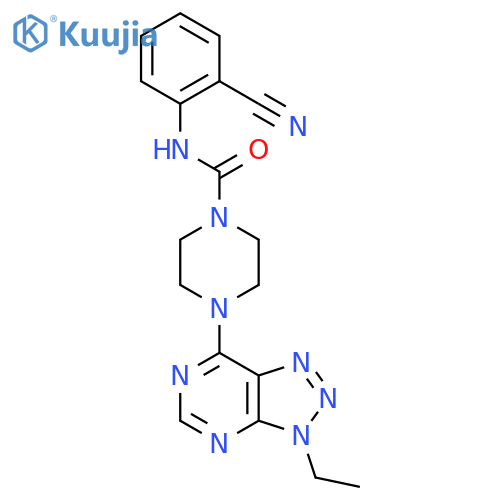 N-(2-cyanophenyl)-4-{3-ethyl-3H-[1,2,3]triazolo[4,5-d]pyrimidin-7-yl}piperazine-1-carboxamide structure