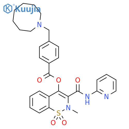 Benzoic acid, 4-[(hexahydro-1(2H)-azocinyl)methyl]-, 2-methyl-1,1-dioxido-3-[(2-pyridinylamino)carbonyl]-2H-1,2-benzothiazin-4-yl ester structure