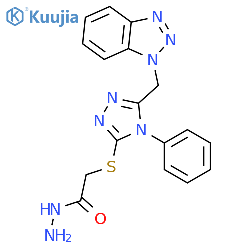 2-{5-(1H-1,2,3-Benzotriazol-1-ylmethyl)-4-phenyl-4H-1,2,4-triazol-3-ylthio}acetohydrazide structure