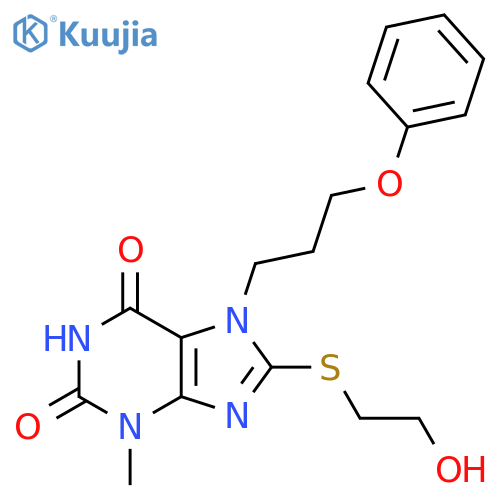 8-[(2-hydroxyethyl)sulfanyl]-3-methyl-7-(3-phenoxypropyl)-2,3,6,7-tetrahydro-1H-purine-2,6-dione structure