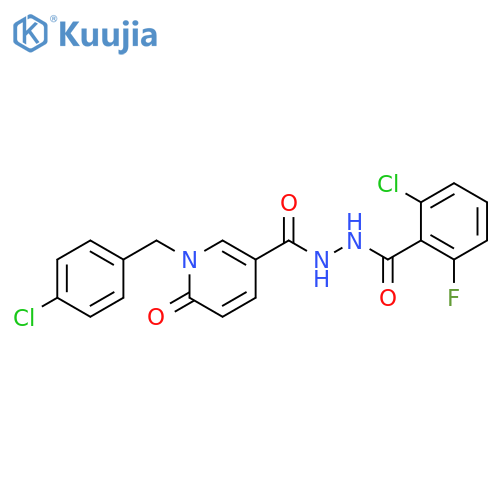 2-chloro-N'-{1-[(4-chlorophenyl)methyl]-6-oxo-1,6-dihydropyridine-3-carbonyl}-6-fluorobenzohydrazide structure
