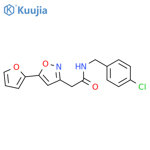 N-(4-chlorophenyl)methyl-2-5-(furan-2-yl)-1,2-oxazol-3-ylacetamide structure