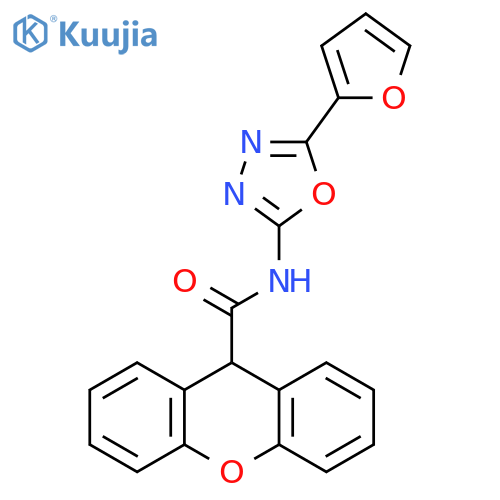 N-5-(furan-2-yl)-1,3,4-oxadiazol-2-yl-9H-xanthene-9-carboxamide structure