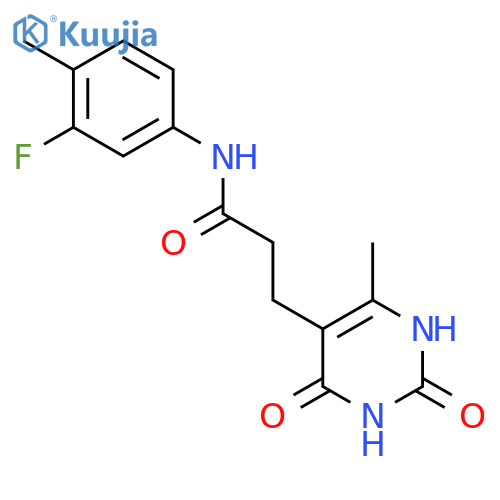 N-(3-fluoro-4-methylphenyl)-3-(6-methyl-2,4-dioxo-1,2,3,4-tetrahydropyrimidin-5-yl)propanamide structure