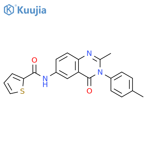 N-[2-methyl-3-(4-methylphenyl)-4-oxo-3,4-dihydroquinazolin-6-yl]thiophene-2-carboxamide structure