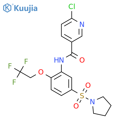 6-Chloro-N-[5-(pyrrolidine-1-sulfonyl)-2-(2,2,2-trifluoroethoxy)phenyl]pyridine-3-carboxamide structure